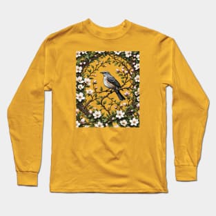 Mississippi Mockingbird And Magnolia Flowers 2 Long Sleeve T-Shirt